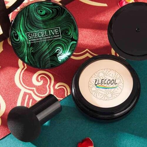 ELECOOL Face Base Tone BB Air Cushion Foundation Mushroom Head CC Cream Concealer Whitening Makeup Cosmetic Waterproof Brighten