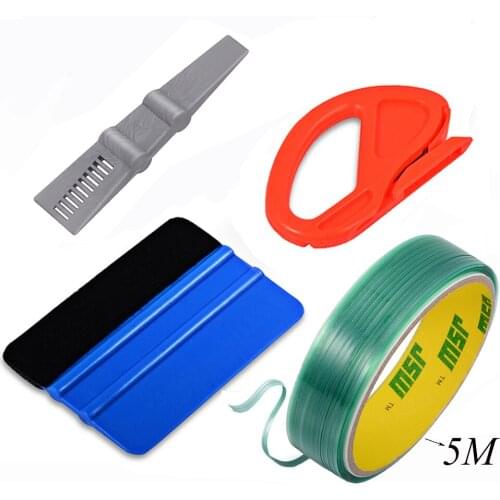 FOSHIO Vinyl Wrap Knifeless Tape Plastic Squeegee Trim Tool Kit Carbon Fiber Film Car Sticker Remover Window Tint Scraper Cutter