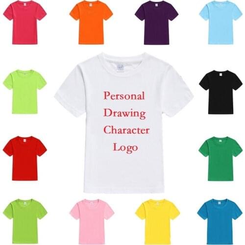 Customized Baby Boys T-Shirts Summer Short Sleeve Solid Custom Children Tees Shirts Cotton LOGO Girl Tops Personalized T Shirt