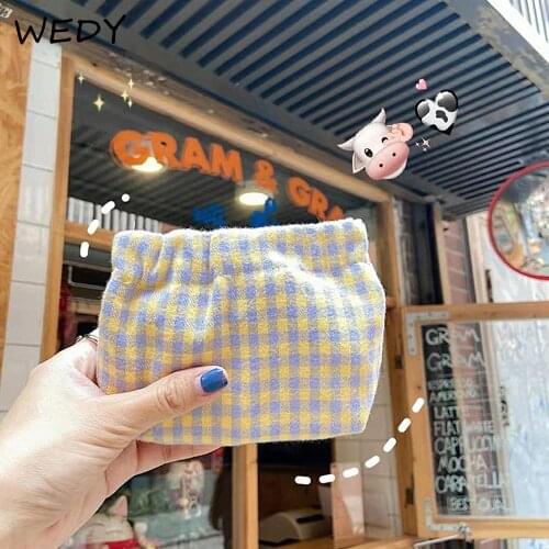 Colorful Lattice Coin Purse Shrapnel Bag Kids Small Pouch Cotton Fabric Women Change Purse Keys Coins Mini Pouch For Lady Wallet