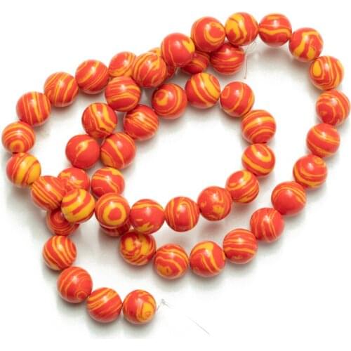 Wholesale 4 6 8 10 12mm Synthetic Red Yellow Malachite Stone Beads Round Loose Beads Needlework for Jewelry Making DIY Bracelet