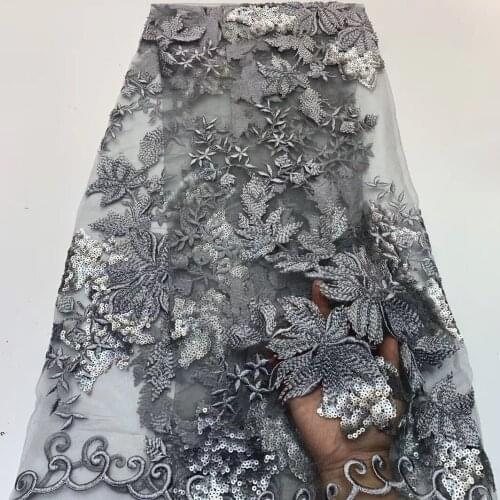 Sequined Lace Fabric 2021 High Quality Latest African French Tulle Lace Fabric, Nigerian Womens Evening Dress ZX41011