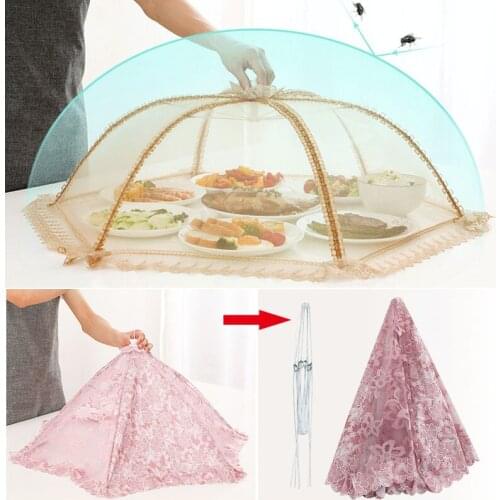80CM Foldable Anti-Flies Meal Cover Food Duster Kitchen Supplies Gadgets For Home Kitchen Accessories Net Gauze Vegetable Cover