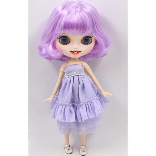 ICY DBS Blyth Doll Carved lips Open mouth Matte customized face Purple hair 1/6 Joint body bjd DIY toy girl gift