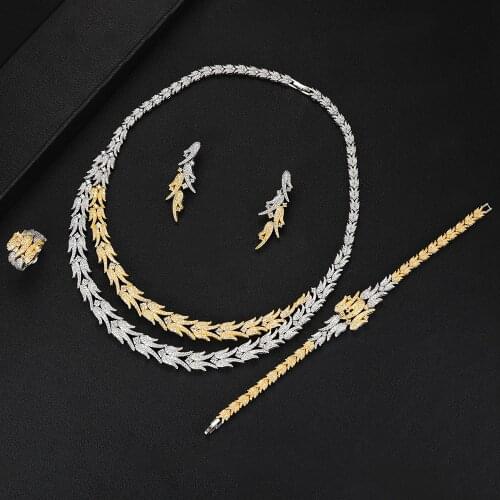 LARRAURI Italian 4PCS Necklace Earrings Bracelet Ring for Noble Pearl Luxury Women Bridal Wedding Engagement Jewelry Sets 2019