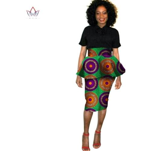 Summer African Skirt For Women Bazin Riche Plus Size Lady Wax Print Skirt African Women Clothing Work Fashion Skirt WY911