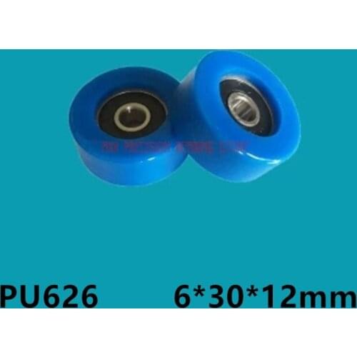 Miniature bearings 626 plastic 6*30*12mm roller wheel inner diameter m6 rubber coated bearing blue rubber wheel