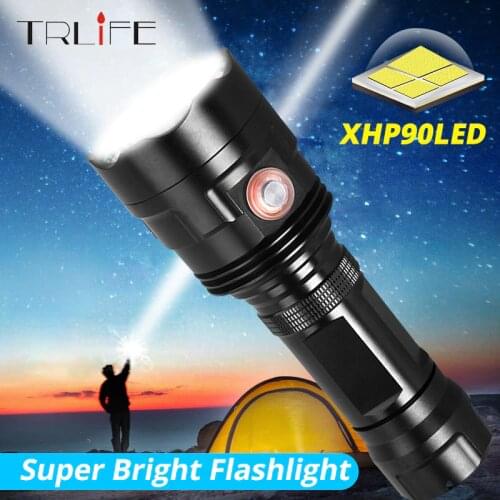 Powerful 3*XHP50 LED Flashlight XHP90 Torch Rechargeable Waterproof Lamp Ultra Brigh Led Flash Light 6 Modes Outdoor Torch Light