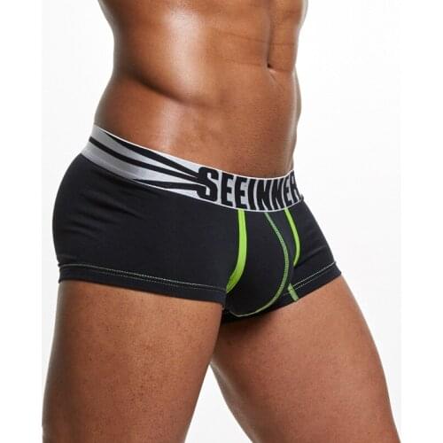 Mens underwear seeinner comb cotton breathable buttocks mid-waist flat-angle panties mens four-corner underwear