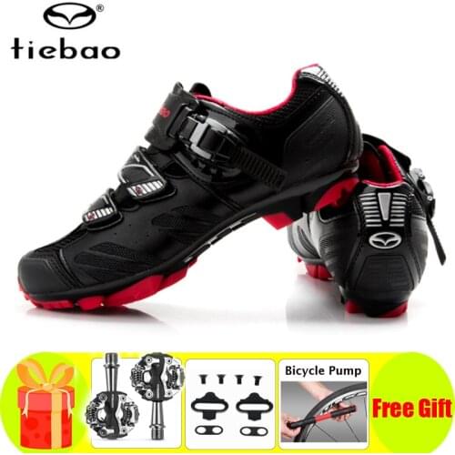 Tiebao Cycling Shoes Add SPD Pedals Set Sapatilha Ciclismo Mtb Racing Mountain Bike Shoes Men Breathable Chaussure Vtt Sneaker
