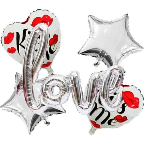 Siamese Love Letter Balloon Set Heart Shaped kiss me And Star Balloon Set for Marriage Proposal Wedding
