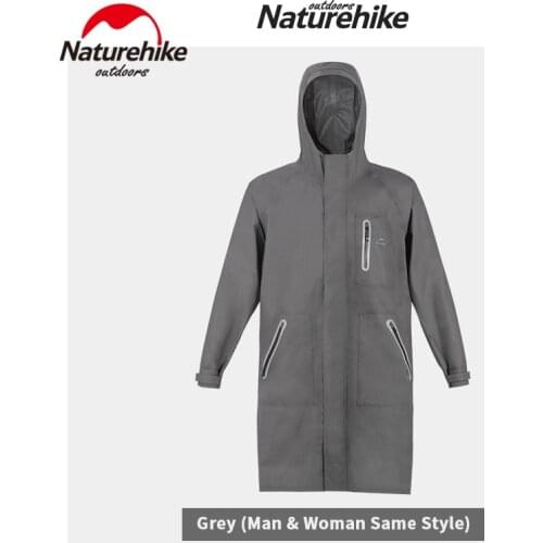 Naturehike Fashion Long Style Raincoat 100% Nylon Rainstorm Grade Waterproof 420g Ultralight Hooded Jacket Outdoor Windbreaker