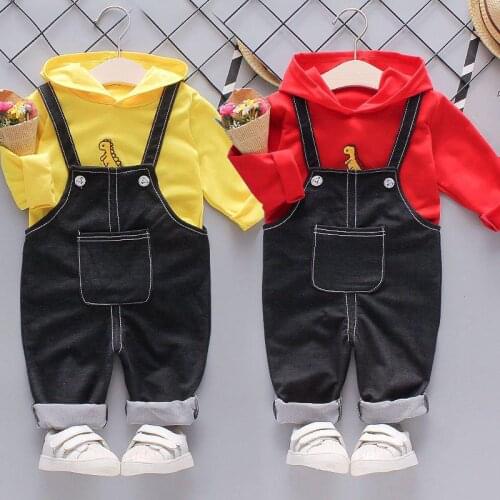 Autumn spring baby girl clothes cotton hooded sweatshirt suspender Cartoons Long Sleeve hoodie tracksuit baby boy clothing set