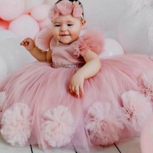 Infant Toddler Girls First Communion Dresses Girls Birthday Celebration Photography Dresses Size Flower Girls Pink DressCustom