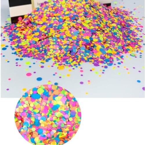 By weight) 50g in 1 Confetti dot rainbow chunky glitter confetti glitter nail art neon glitter dots,1mm 2mm 3mm glitter shapes