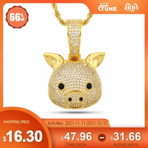 Pig Pendant Necklace Mens Hip Hop Jewelry full Iced Out Zircon Pendant Women Rapper Personality Engraved Name Gift