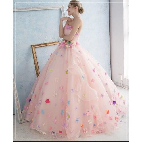 Colorful flower fairy pink ball gown princess medieval dress Renaissance Gown queen Victoria/Antoinette/ball gown/Belle Ball