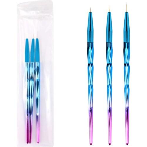 CHNRMJL 3Pcs/set 7/9/11mm Nail Art Pen Painting Flower Drawing Brush Line Spire Design Acrylic UV Gel Polish Tips Manicure Tool