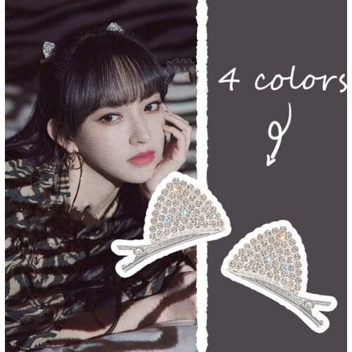 Ruoshui 2pcs Woman Lovely Animal Ear Hairpins Rhinestone Hair Clips Headwear Barrettes Hairgrip Hair Accessories