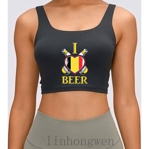 I Love Belgian Beer Belgium Flag Women Tank Top Novelty Crazy S-XL Spring Breathable Printed Vintage Crop Top