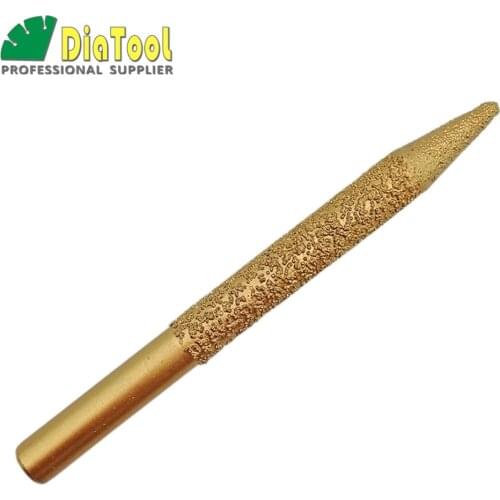 SHDIATOOL 1pc CNC Taper Ball-end Cutter 12-4/100mm Vaccum Brazed Diamond Engraving Bits Granite Marble Stone