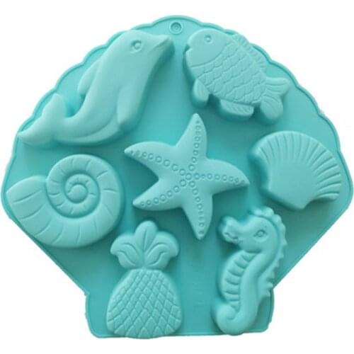 Creation sea fish seahorse shape silica gel making cake and bread mold gypsum color painting model soap
