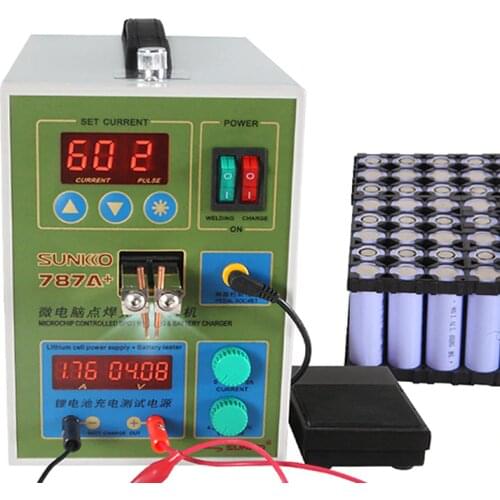 SUNKKO LED Pulse Battery Spot welder 787A+ Spot welding Machine Micro-computer 18650 micro welding with LED light +Battery Clamp