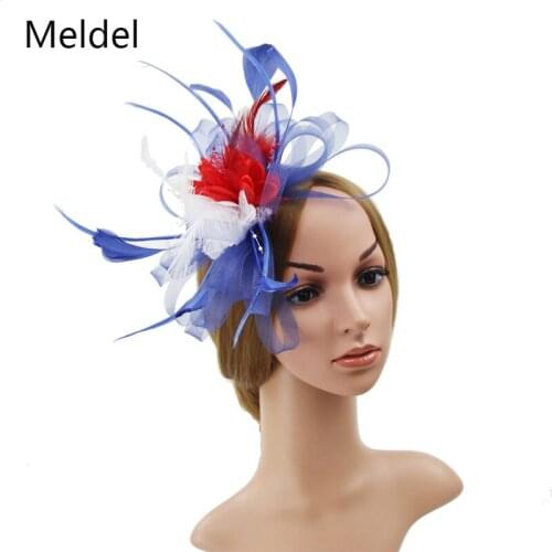 Wedding accessories flower headdress tri-colored feather barrette headband banquet photo studio bride headdress