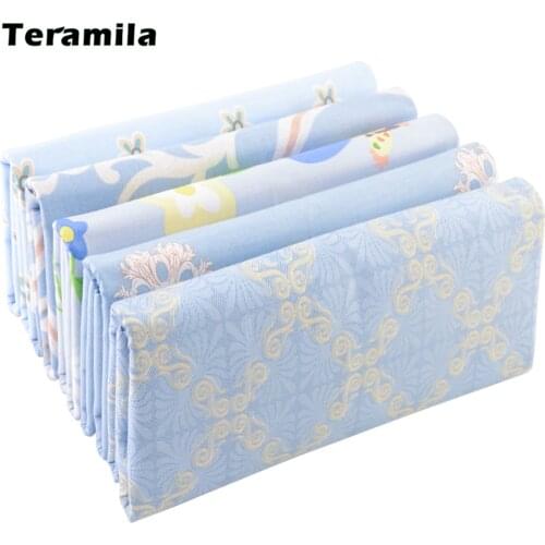 Teramila Sky Blue Half Meter Printed Cotton Cloth Doll for Sewing Quilt Dress Needlework Fabric Patchwork DIY Handmade Material