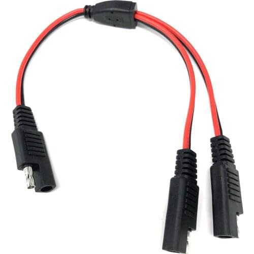 DIY 1 to 2 SAE Power Extension Cable Adapter Connector 2 Pin Quick Connect Disconnect Plug SAE Power Extension Cable 18AWG 300mm