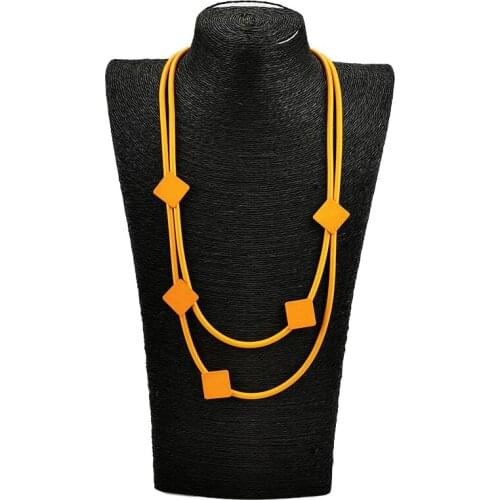 UKEBAY New Orange Choker Necklaces For Women Sweater Chains Wood Necklace Jewelry Gothic Accessories Rubber Jewellery Collar