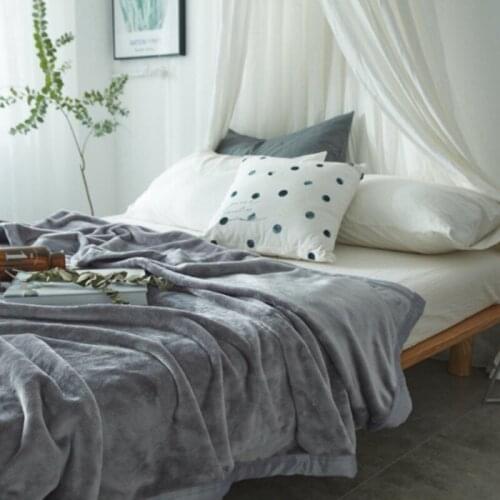 Cozy Warm Coral Fleece Gray Solid Thick Blanket on Bed/Sofa/Travel Winter Bedding Blanket Throw Sleeping Bedsheet King Queen