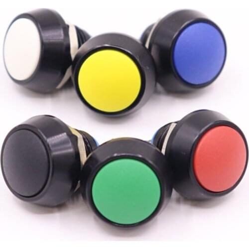 12mm Momentary Self Return Waterproof Push Button Switch Black/Red/Green/Yellow/Blue Colorful Push Button Switch