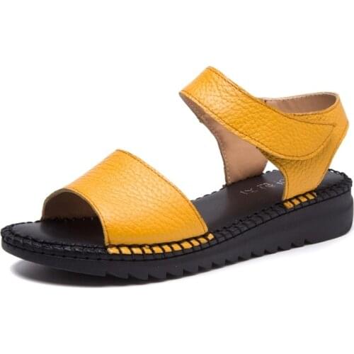 Women Genuine Leather Platform Sandals 2021 Ankle-Strap Flat Gladiator Sandals Lady Casual Summer Shoes Sandalias De Las Mujeres