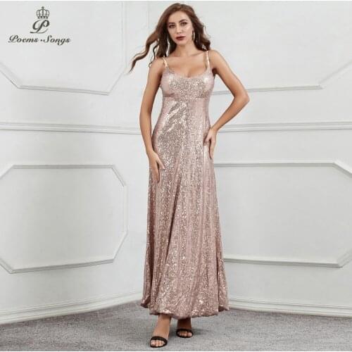 New style A-line Sexy backless Evening Dress prom gowns Formal Party dress vestido de festa Backless Elegant Sequin robe longue