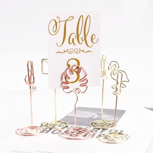10pcs Hawaii Style Memo Clips Photo Place Name Card Holder Stands Turtle Leaf Flamingo Shape Menu Clips Wedding Party Supplies