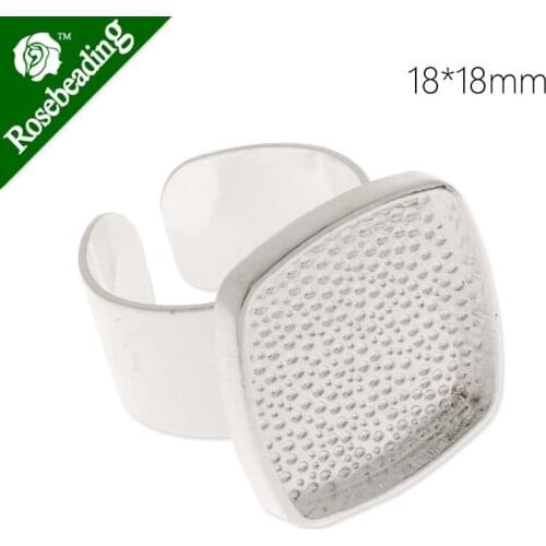 18x18mm silver plated adjustable square cabochon setting ring,ring blank,ring bezel,sold 10pcs/lot-C4414