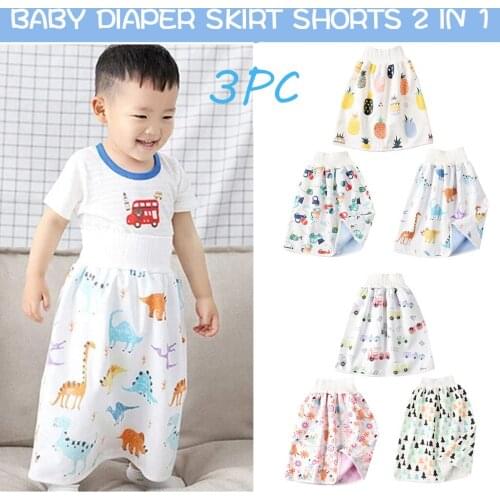 3pc Reusable Baby Diaper Skirt Waterproof Cotton Training Pants Cloth Colorful Print Diaper Skirt Sleeping Bed Pad diaper skirt
