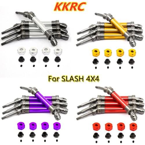 4pcs CVD Front Rear Drive Shaft Metal Transmission Axle for Traxxas Slash 4X4 1/10 RC Car