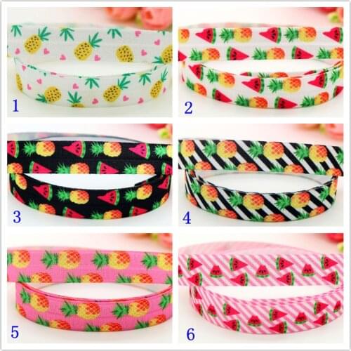 5/8'' Free shipping Fold Elastic band pineapple watermelon printed FOE headband headwear hairband decoration wholesale OEM S544