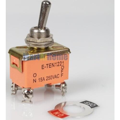 5PCS/lot Free Shipping 15A 250V AC DPST ON/OFF Industrial Toggle Switches 1221 Double Pole Single Throw for Boat Industry