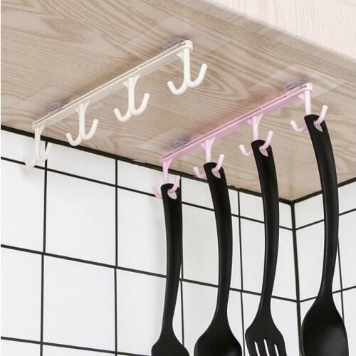 Home Accessories Multifunctional Punch Free Kitchen Hook Kitchen Supply Storage Hanger With 8 Hooks Organizador