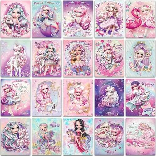 5D DIY Diamond Painting Cartoon Girl unicorn horse tiger Full Square&Round Diamond embroidery Cross stitch Diamond mosaic paint