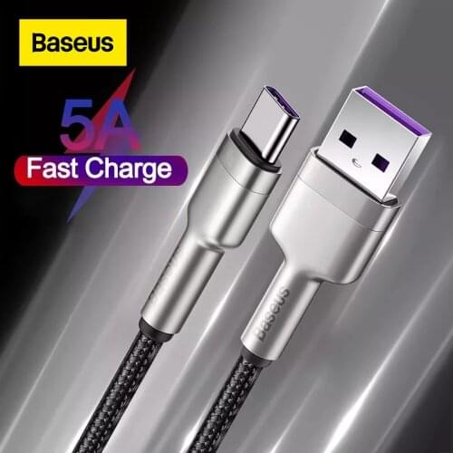 Baseus 40W USB Type C Cable for Huawei P40 P40 Pro 5A Fast Charge Type-C Mobile Phone Charging Wire USB C Cable Data USB C Cable
