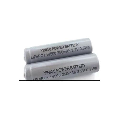 Free Shipping 4pcs/lot 3.2V 250Mah 14500 AA Size Rechargeable Lithium Ion Battery LiFePO4 li-ion