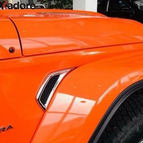 Side Fender Cover Trim For Jeep Wrangler SUV 2018 2019 Carbon Fiber Fronrt Air Vent Outlet Frame Accessories Car Styling 2pcs