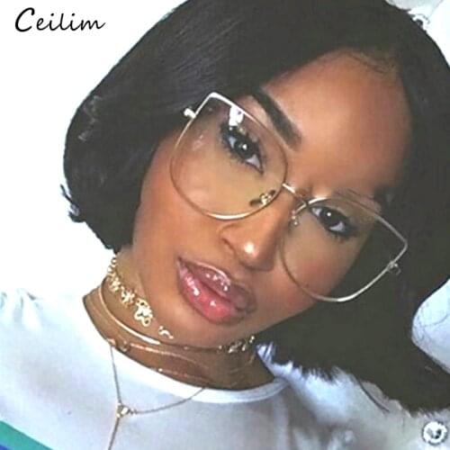 Oversized Clear Glasses Women Big Cat Eye Spectacle Frame Retro Female Metal Frame Fake Glasses Transparent Eyewear Oculos