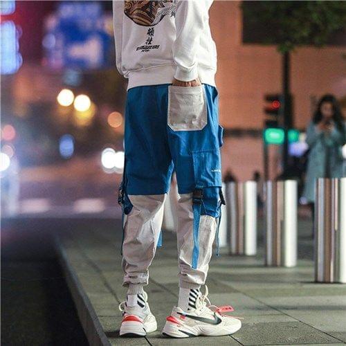 NEW Hot Side Pockets Pencil Pants Mens Hip Hop Patchwork Cargo Ripped Sweatpants Joggers Trousers Male Fashion Full Length Pants