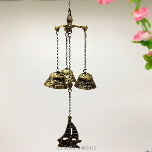 Sailboat-Cast iron Wind Bells Lucky Fengshui Wind Chime Metal Garden Windchime Hanging Ornament Indoor Outdoor Decor