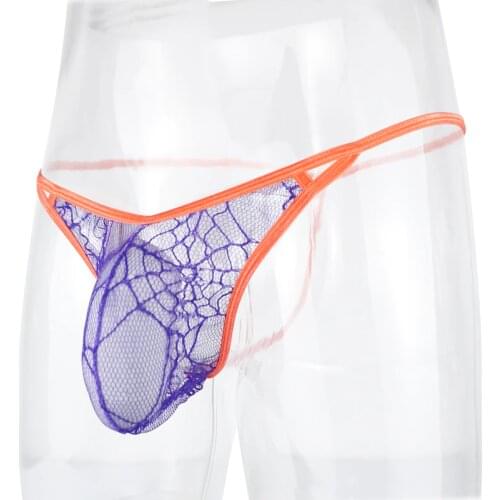 Gay Men Underwear Thongs Temptation Sexy G String Jockstrap Breathable Spider Mesh Transparent Sissy Underwear